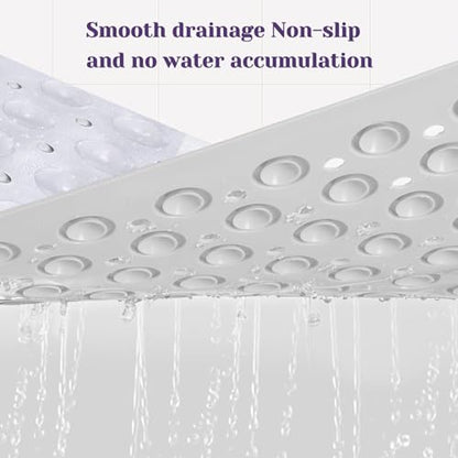 Purple Bath Tub Mat Non Slip, Modern Geometric Large Washable Shower Mats with Drain Holes and Suction Cups,40 X 16 Inch - color: Purple
