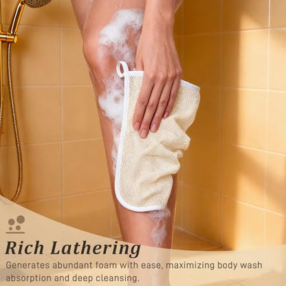 4PCS Exfoliating Bath Towels – Dual-Texture Face & Body Washcloths for Scrub, Massage & Skincare, Quick-Dry Shower Cloths for Men & Women