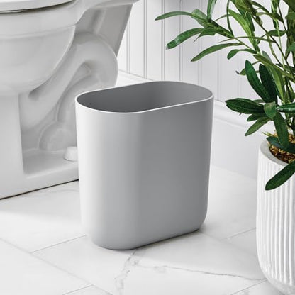 iDesign Small Slim Plastic Bathroom Trash Can, Gray | Bedroom, Office, Desk, Dorm - color: Gray, style: Pack of 1