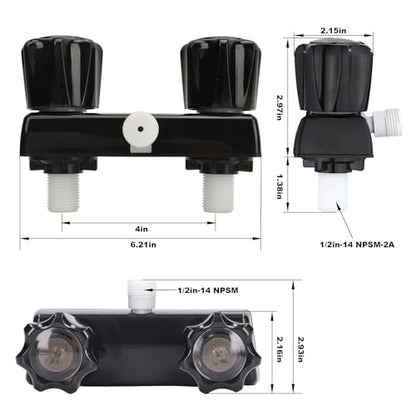 RV Shower Faucet with Shower Head and Hose - Non-Metallic RV Shower Kit, On/Off Valve & Diverter, Handheld Shower Replacement for RV, 5th Wheels, Motorhomes, Travel Trailers, Campers (Black) - color: Black