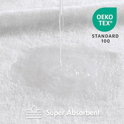 Madison Park Roan Border Cotton Bath Towel Set Absorbent, 6 Piece, White | Microfiber, Soft Pile, Machine Washable, OEKO-TEX Certified, Plush Bathroom Mat, Non Slip TPR Backing - color: White