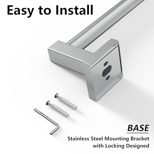 Towel Bar, Towel Racks for Bathroom Wall Mounted, Brushed Nickel | Adjustable 12.7 to 23.2 Inch Single Towel Rod, 304 Stainless Steel Towel Holder, Rustproof, Square Base, Heavy Duty, Modern - color: Brushed Nickel, size: Wall-Mounted