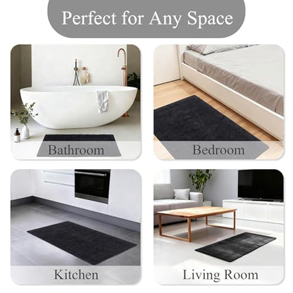 Barossa Design Reversible Cotton Bath Rug 24 x 40 - Large Bathroom Rug Mat Washable & Soft Absorbent - Charcoal, 24x40 - color: Charcoal, size: 24"x40"