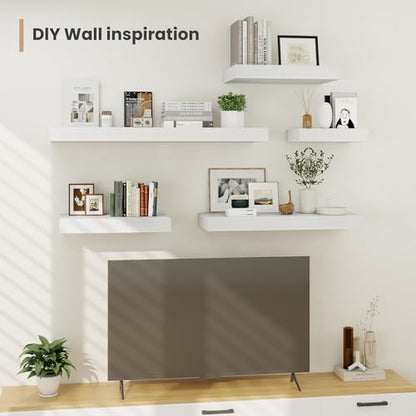 Heimlove 12 Inch Deep Floating Shelves,12 Inch Wide Small Wall Shelves Set of 2, 2 Inch Thick Invisible Wall Mounted Shelves for Bathroom Bedroom Nursery,White - color: White, size: 12"W x 12"D x 2"H, Set of 2