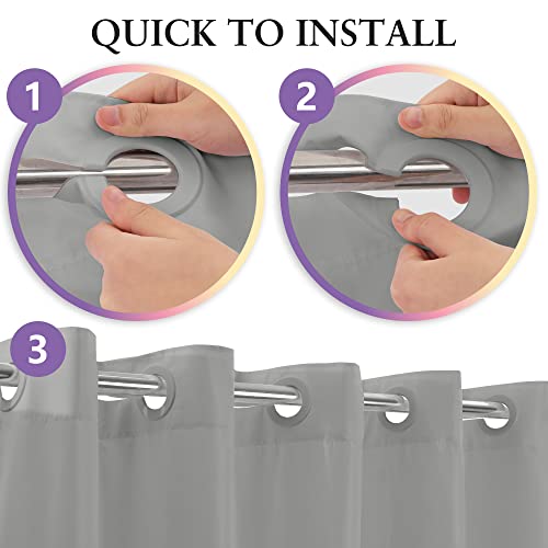 River Dream No Hook Hotel Cloth Grey Shower Curtain Soft Microfiber & Waterproof - Fabric Shower Curtain or Liner, Washable & Bottom Magnets, Gray, 71x74 - color: Grey, size: 71"W x 74"L (Pack of 1)