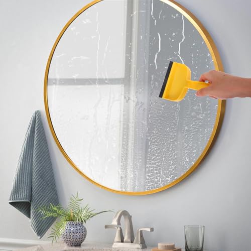 SHERCHPRY Mini Silicone Bathroom Squeegee Water Wiper for Shower Glass Doors and Mirrors, Compact Yellow Window Cleaner with Portable Handheld Design for Sink and Car Mirror Cleaning