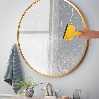 SHERCHPRY Mini Silicone Bathroom Squeegee Water Wiper for Shower Glass Doors and Mirrors, Compact Yellow Window Cleaner with Portable Handheld Design for Sink and Car Mirror Cleaning