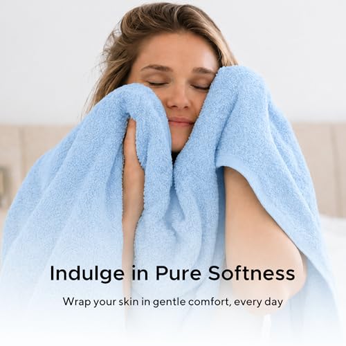 6 Pieces - Rhosus-Veteran Textile Turkish Cotton - Luxury Towel Set for Bathroom & Kitchen, 2 Bath Towels, 2 Hand Towels & 2 WashCloths *Valued $79.99* (SKYLITE Blue) - color: Skylite Blues