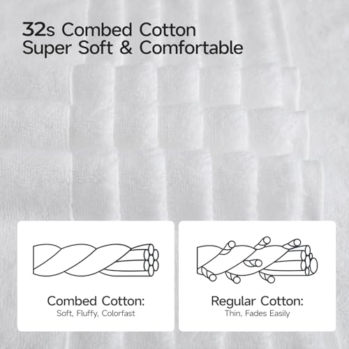 ecolook Soft Bath Towels 2 Pack, 100% Cotton Ultra Absorbent & Quick-Drying | Luxury Lightweight with Hanging Loop, White towels for Bathroom Shower Gym Travel - color: White