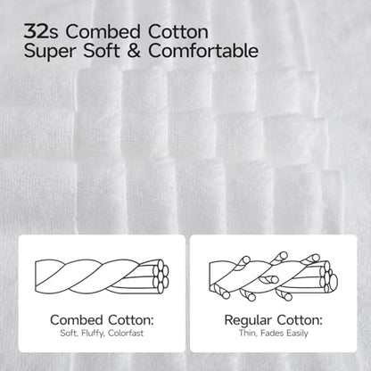 ecolook Soft Bath Towels 2 Pack, 100% Cotton Ultra Absorbent & Quick-Drying | Luxury Lightweight with Hanging Loop, White towels for Bathroom Shower Gym Travel - color: White