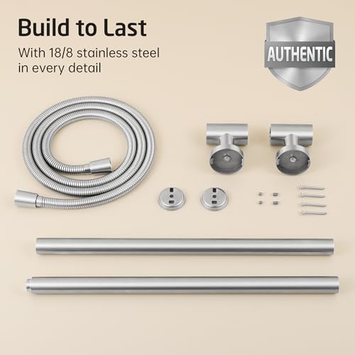 KES 30-Inch Shower Slide Bar with High Pressure 9 Functions Adjustable Handheld Shower Head & 59-Inch Hose, Built-in Power Wash to Clean Tub Tile & Pet, Wall Mount Brushed Finish 18/8 Stainless Steel - color: Brushed Nickel