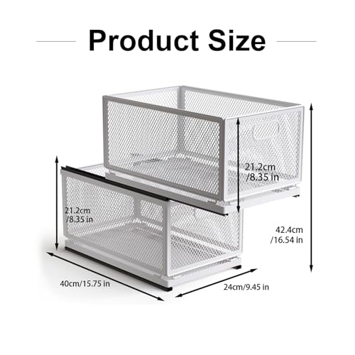 Pull Out Cabinet Organizer, Slide Out Drawers Fixed with Adhesive Nano Film, Pantry Shelves Sliding Drawer Storage Organization for Kitchen (Double Layer 15.7 * 9.4 * 16.6inch/40 * 24 * 42.4cm) - size: 15.7*9.4*16.6inch/40*24*42.4cm