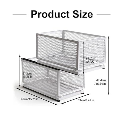 Pull Out Cabinet Organizer, Slide Out Drawers Fixed with Adhesive Nano Film, Pantry Shelves Sliding Drawer Storage Organization for Kitchen (Double Layer 15.7 * 9.4 * 16.6inch/40 * 24 * 42.4cm) - size: 15.7*9.4*16.6inch/40*24*42.4cm