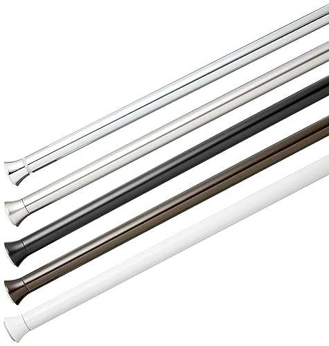 Amazon Basics No Drill Spring Tension Curtain Rod, Adjustable Length 36-54", Classic Finial, White - color: White, size: 36-54"