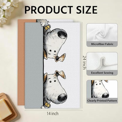 2 Pcs Funny Dog Kitchen Towels, Cute Terrier Gifts Hand Towel 14x24 Inches - color: Multi 0182