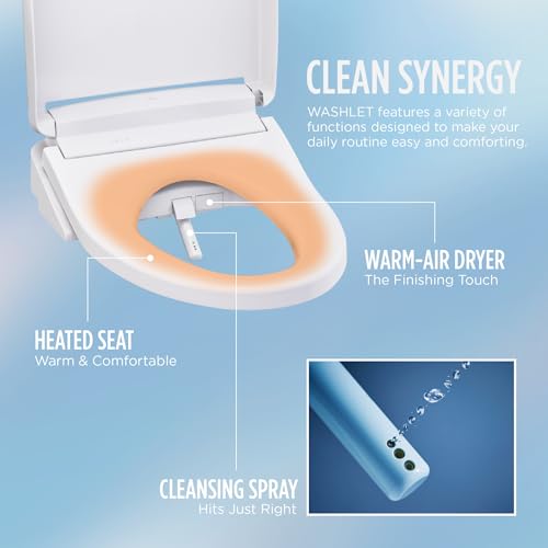 TOTO® WASHLET® KS5 Electronic Bidet Toilet Seat with Instantaneous Water Heating, Self-Cleaning Wand and Heated Seat, Elongated, Cotton White - SW3216#01