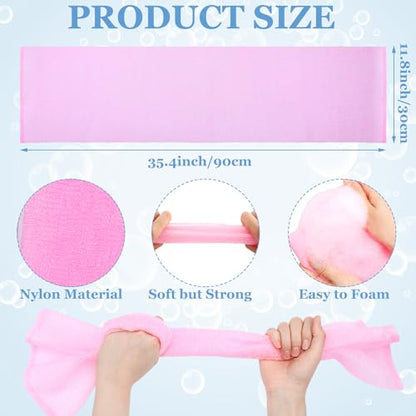 Tegeme 18 Pcs Exfoliating Washcloth Towel Japanese Nylon Bath Towel Colorful Body Scrubber Exfoliator Sponge Loofah Washcloth for Skin Shower Bath(Vibrant Colors,35.4 Inch)