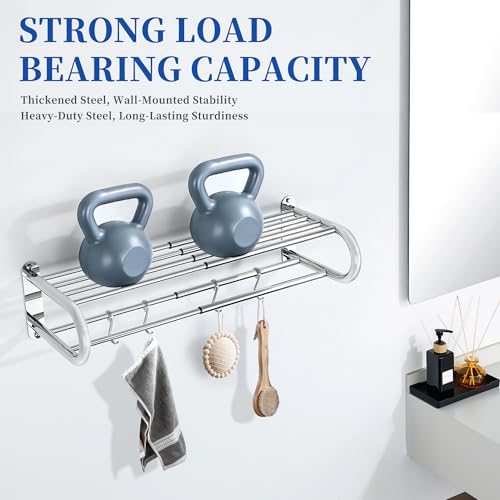 Alise Adjustable 16-28 Inches Double Towel Rack for Bathroom,Chrome | Wall Mount Double Towel Racks,SUS304 Stainless Steel Towel Holder,Retractable Towel Shelf with 2 Towel Bars 4 Movable Hooks