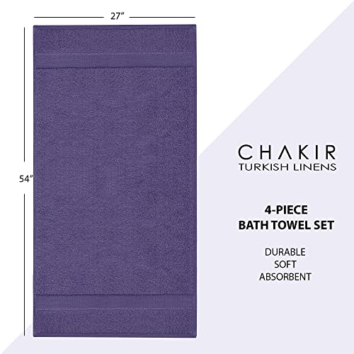 Chakir Turkish Linens 4 Piece Bath Towel Set, 100% Cotton Luxury Turkish Towels for Bathroom, Soft Absorbent Bath Towels, 27 x 54 Inches, Plum - color: Plum