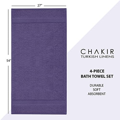 Chakir Turkish Linens 4 Piece Bath Towel Set, 100% Cotton Luxury Turkish Towels for Bathroom, Soft Absorbent Bath Towels, 27 x 54 Inches, Plum - color: Plum