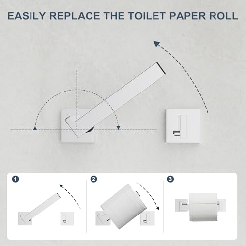 Toilet Paper Holder Wall Mount Polished Chrome Stainless Steel | Toilet Tissue Roll Holder Bathroom Square Toilet Paper Towel Roll Holder Double Post Pivoting Tissue Handle - color: Polished Chrome