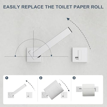 Toilet Paper Holder Wall Mount Polished Chrome Stainless Steel | Toilet Tissue Roll Holder Bathroom Square Toilet Paper Towel Roll Holder Double Post Pivoting Tissue Handle - color: Polished Chrome