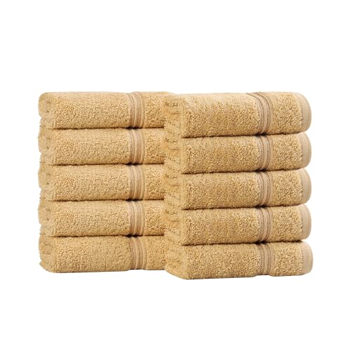 Superior Egyptian Cotton 10-Piece Face Towel Set , Small Towels For Facial, Spa, Quick Dry, Absorbent Towels, Bathroom Accessories, Guest Bath, Home Essentials, Washcloth, Airbnb, Gold - color: Gold, size: Washcloth (10-Pack)