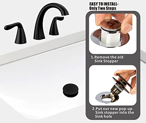 Universal Bathroom Sink Drain Stopper, Fits Most Pop-Up Drains for Vessel Sink Lavatory Vanity, Sink Drain Strainer with Detachable Hair Catcher, Tested by Plumber in US (MATT Black) - color: Matt Black