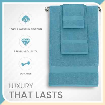 Martex 6-Piece 100% Ringspun Cotton Towel Set, Blue | Quick Dry, Super Absorbent & Soft, Lightweight, 2 Bath, 2 Hand, 2 Wash Cloths - color: Blue