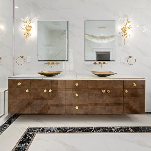 Ruomeng Wall Mirror Bathroom Mirrors for Wall 40" x 30", Frameless Rectangle Mirror with Beveled Edge Wall Mounted Mirror for Vanity and Entryway - size: 40"L x 30"W
