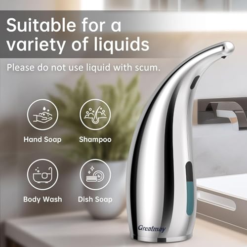 Automatic Soap Dispenser,4 Adjustable Levels Touchless Hand Sanitizer Pump with Infrared Sensor, Countertop Electric Soap Dispenser for Bathroom,Kitchen(TS2012) (Silver-Pink-Blue) - color: Silver Set
