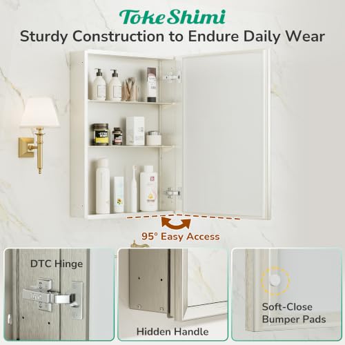 36 x 24 Brushed Nickel Recessed Medicine Cabinet, Assembly Required, Bathroom Mirror Medicine Cabinet, Lightweight Aluminum Frame， Stepless Adjustable Shelves, Tempered Glass - color: Brushed Nickel, size: 36x24 in