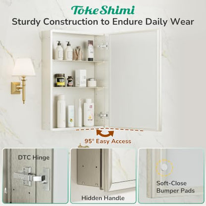 36 x 24 Brushed Nickel Recessed Medicine Cabinet, Assembly Required, Bathroom Mirror Medicine Cabinet, Lightweight Aluminum Frame， Stepless Adjustable Shelves, Tempered Glass - color: Brushed Nickel, size: 36x24 in