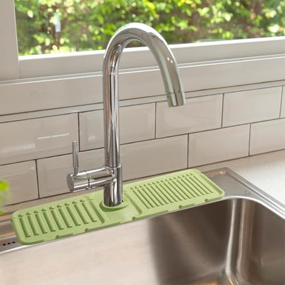 Faucet Guard & Draining Mat, Foldable Self-Draining Faucet Splash Guard Mat, Slope Design Kitchen Sink Splashguard for Home Bathroom Drying Glasses Around (White) - color: White