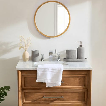Tahari Home Bathroom Organizer Set - 4-Piece, Resin | Countertop Accessories | Toothbrush Holder, Tumbler, Vanity Tray & Lotion Pump | Modern Textured Design | Durable & Easy Clean | Astor Light Gray - color: Light Grey