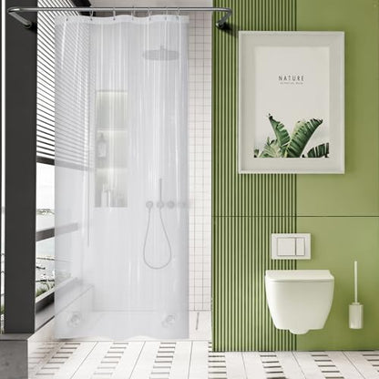 AmazerBath Stall Shower Curtain Plastic, Small Shower Curtain Clear 40 x 72, Stand Up Shower Curtain Thick PEVA, Heavy Duty Shower Curtain Stall Size with 2 Weighted Stones and 7 Grommet Holes - color: 8g Clear, size: 40"W x 72"L (Pack of 1)