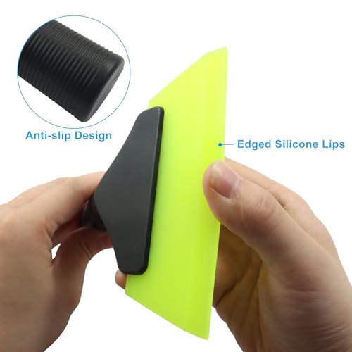 5 Inch Silicone Squeegee, Green | Non Slip Handle, Streak-Free Cleaning, For Car, Glass, Mirror, Shower, Door, Bathroom - color: Green