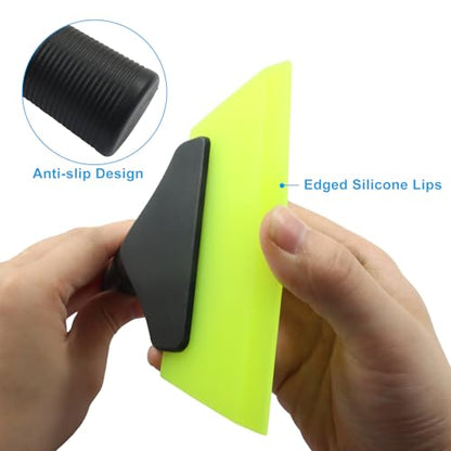 5 Inch Silicone Squeegee, Green | Non Slip Handle, Streak-Free Cleaning, For Car, Glass, Mirror, Shower, Door, Bathroom - color: Green