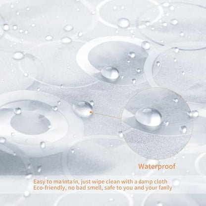 WELTRXE EVA 8G Bathroom Shower Curtain Liner, 72x72 Inch 3D Frosted Bubble Heavy Duty Waterproof Shower Curtain Liner with Magnets Thick Plastic Shower Curtains, 12 Hooks - color: Clear - Annular Patterns
