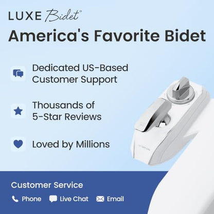LUXE Bidet NEO 320 PLUS - Warm Water Bidet Attachment for Toilet, Chrome | Non-Electric, Warm Water, Dual Nozzle, Slide-In Install, 360° Self-Clean, EZ-Lift to Clean, Feminine & Rear Wash - color: Chrome
