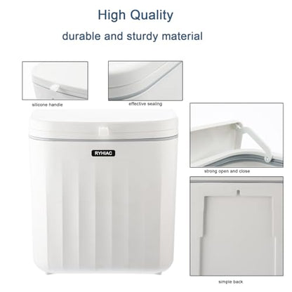 Kitchen Compost Bin Cabinet Hanging Small Trash Can with Lid 2.4 Gallon | Food Waste Bin for Counter Top Under Sink Rv Wall Mounted Bathroom Trash Can - color: ivory white