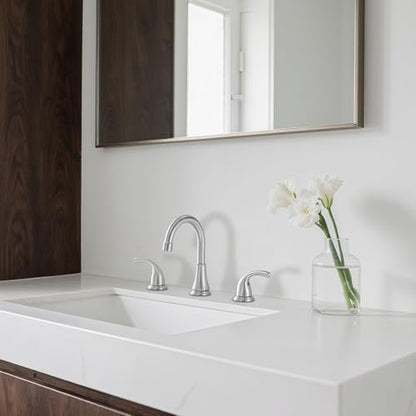 Bathroom Sink Faucet FRANSITON Centerset 8 Inch 2 Handle Bathroom Sink Faucet Lead-Free with Pop-up Drain Stopper and Supply Hoses (Brushed Nickel, 8 Inch) - color: Brushed Nickel