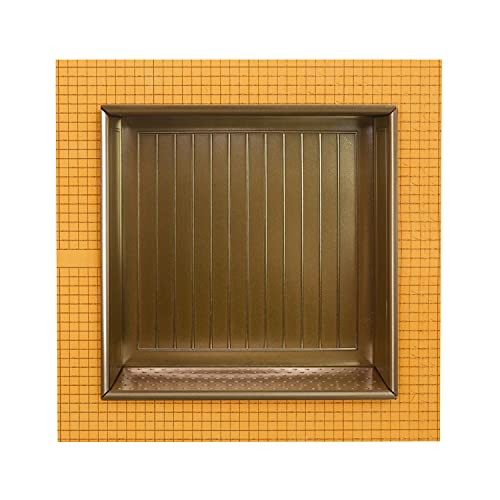 Decor Shower Niche, 12x12 Recessed Shower Shelf, Schluter Kerdi Board Tile Ready Niche Insert, Shower Organizer Bathroom Storage, Decorative Cottage Tile, Gold
