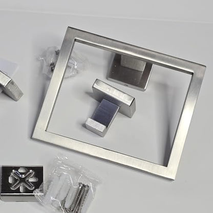 Gypie 16Inch Bathroom Accessory Set Wall Mounted, Brushed Nickel 5-Pieces | Stainless Steel Bathroom Hardware Set Towel Bar Set - color: Brushed Nickel 5 Piece, size: 16 Inch