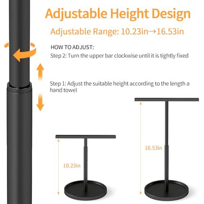 STWWO Hand Towel Stand for Bathroom Countertop, 11~16.5IN Adjustable,Black | for Bath Counter top Kitchen, T-Shape Hand Towel Holder Standing - color: Black