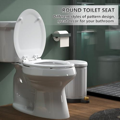 Elongated Toilet Seat Angol Shiold Quiet-Close Molded Wood Toilet Seat with Non-Slip Adjustable Hinges, Anti-Pinch Bumpers, Easy Install & Clean（White, Elongated 18.5''） - color: White, size: Elongated 18.5‘’