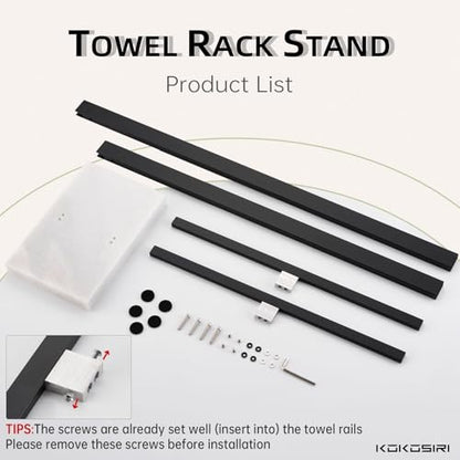 KOKOSIRI Bathroom Towel Racks 2-Tier Standing Towel Bars with Marble Base, Stainless Steel Freestanding Towels Holder, Thicken Steady Design, Matte Black THS0003-BK - color: Matte Black