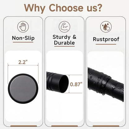Black Tension Curtain Rod 24 to 64 Inch(2-5.3ft) - Spring Tension Shower Curtain Rod, No Drilling Tension Rod for Curtains Windows Closet Kitchen - color: Black, size: 24-64 Inches