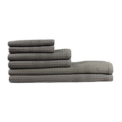 GILDEN TREE Waffle Towel Set Quick Dry Thin | 2 Bath Towels | 2 Hand Towels | 2 Washcloths, Classic Style (Stone) - color: Stone, size: Bath Towel Set