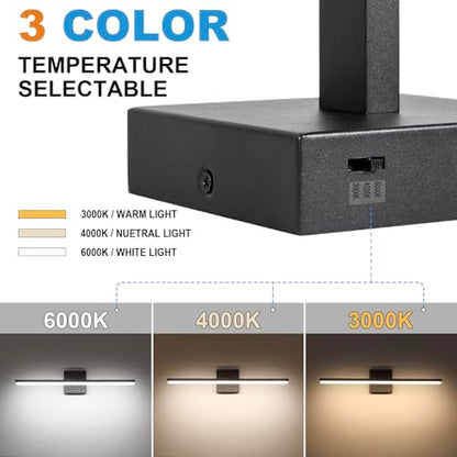LED Bathroom Vanity Light, Modern Bathroom Light Fixture Over Mirror (3000K/4000K/6000K, Dimmable), Vanity Light Bar with Angle Adjustable, 24 Inch, Black - color: Black, size: 24 inch